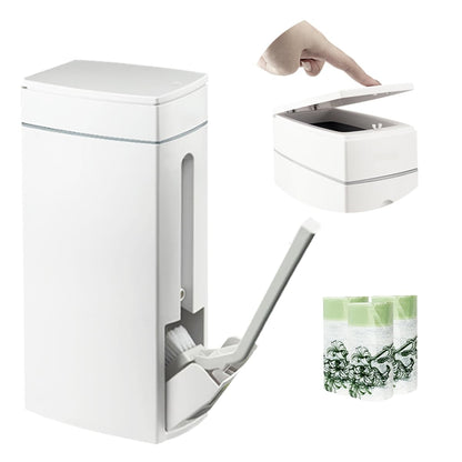 Cococheers Slim Bathroom Bin With Lid,White 4.5 Litre Toilet Bin with Lid Combined with A Toilet Brush,Comes with 60 Garbage Bags,Suitable for