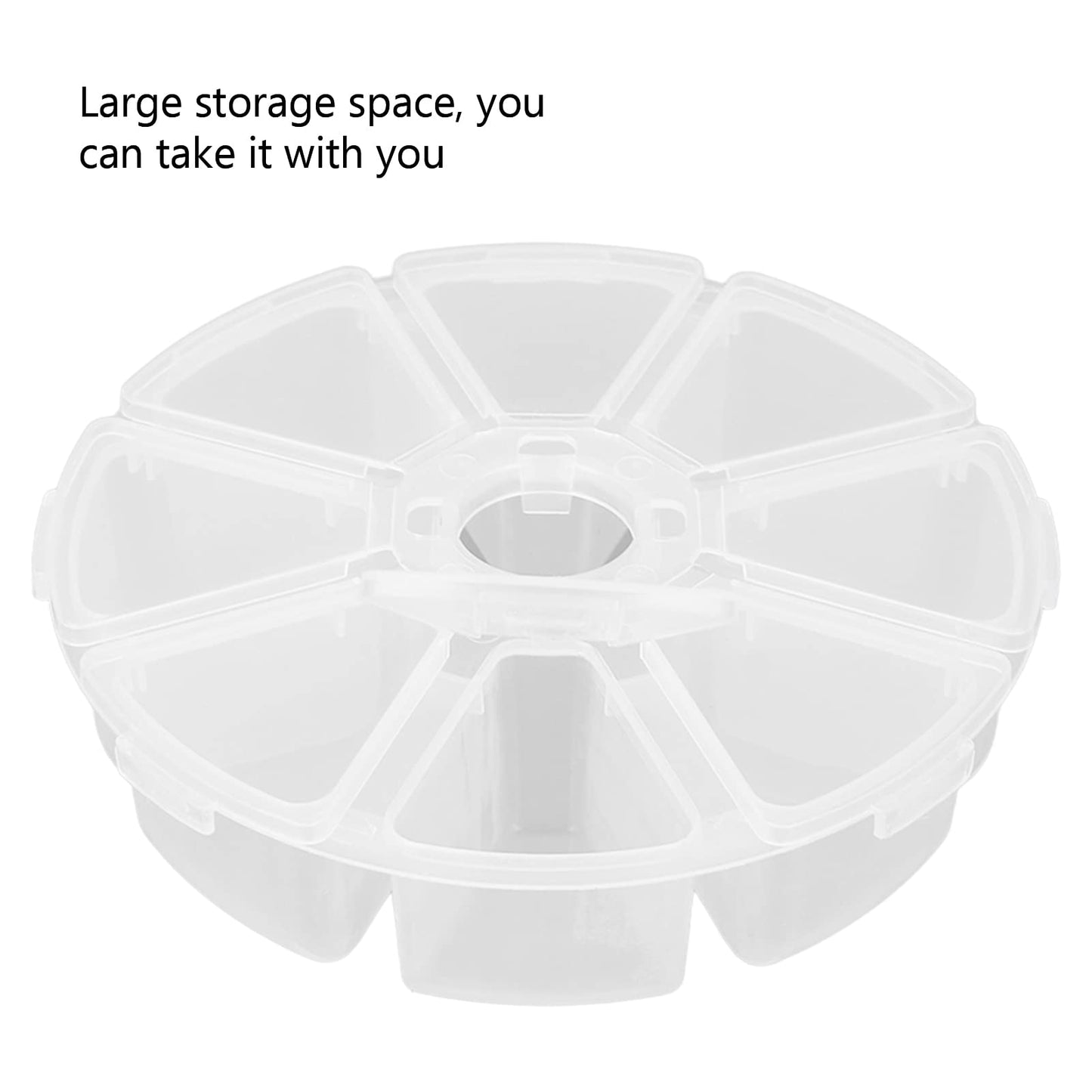 8 Grids Plastic Organizer Box Round Clear Storage Container Jewelry Box for Bead Nail Art Items Jewelry DIY Crafts Embroidery Thread Storage