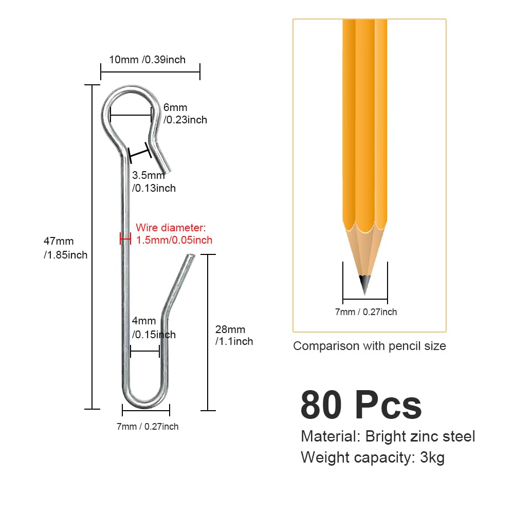 HLIWS 80 Pcs Curtain hanging hooks,for hanging shower curtains and curtains