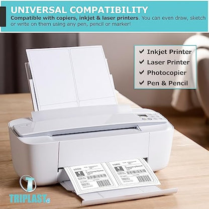 Triplast 100 x Multipurpose A4 Label Sheets - 14 Labels Per Sheet (99 x 38mm Each) - Easy Peel White Labels for Inkjet & Laser Printer - Address Labels, Shipping Labels, File Labels, DIY Stickers