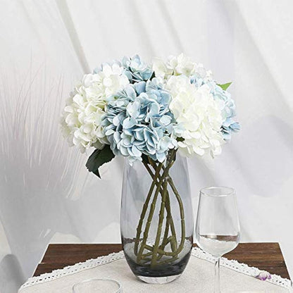 Kisflower 6Pcs Silk Hydrangea Artificial Flowers Realistic Hydrangea Flowers Bouquet for Wedding Party Office Home Decor (Blue)