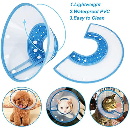 Vivifying Pet Cone, Adjustable Cat Cone, 5.7-8 Inches Lightweight Elizabethan Collar for Puppies, Small Dogs and Cats (Blue)