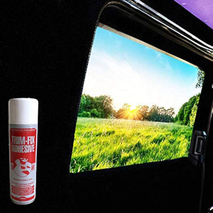 Shield-Auto-Care 4 Way Stretch Van Lining Carpet Conversion in Black Trim Bundle Kit-Includes High Temperature Trimfix Adhesive Glue (2 M + 2 Trim FIX)
