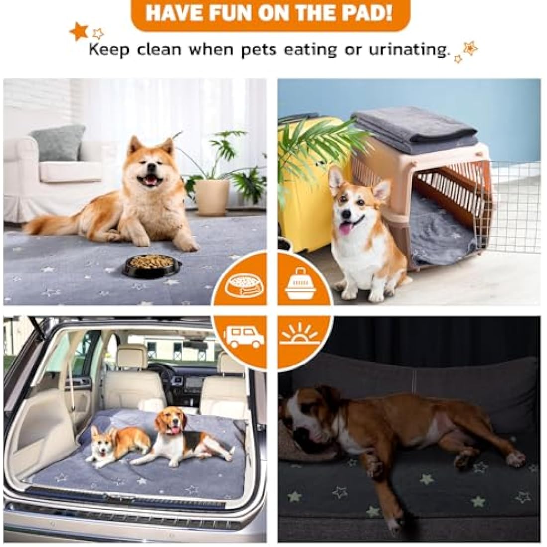 Washable Puppy Pads, 2 Packs Fast Absorption Reusable Puppy Pads, Dog Pee Pad, Waterproof Whelping Pads, Non-Slip Training Pads Pet Playpen Puppy Mat for Floor, Dog Crate -122x122cm