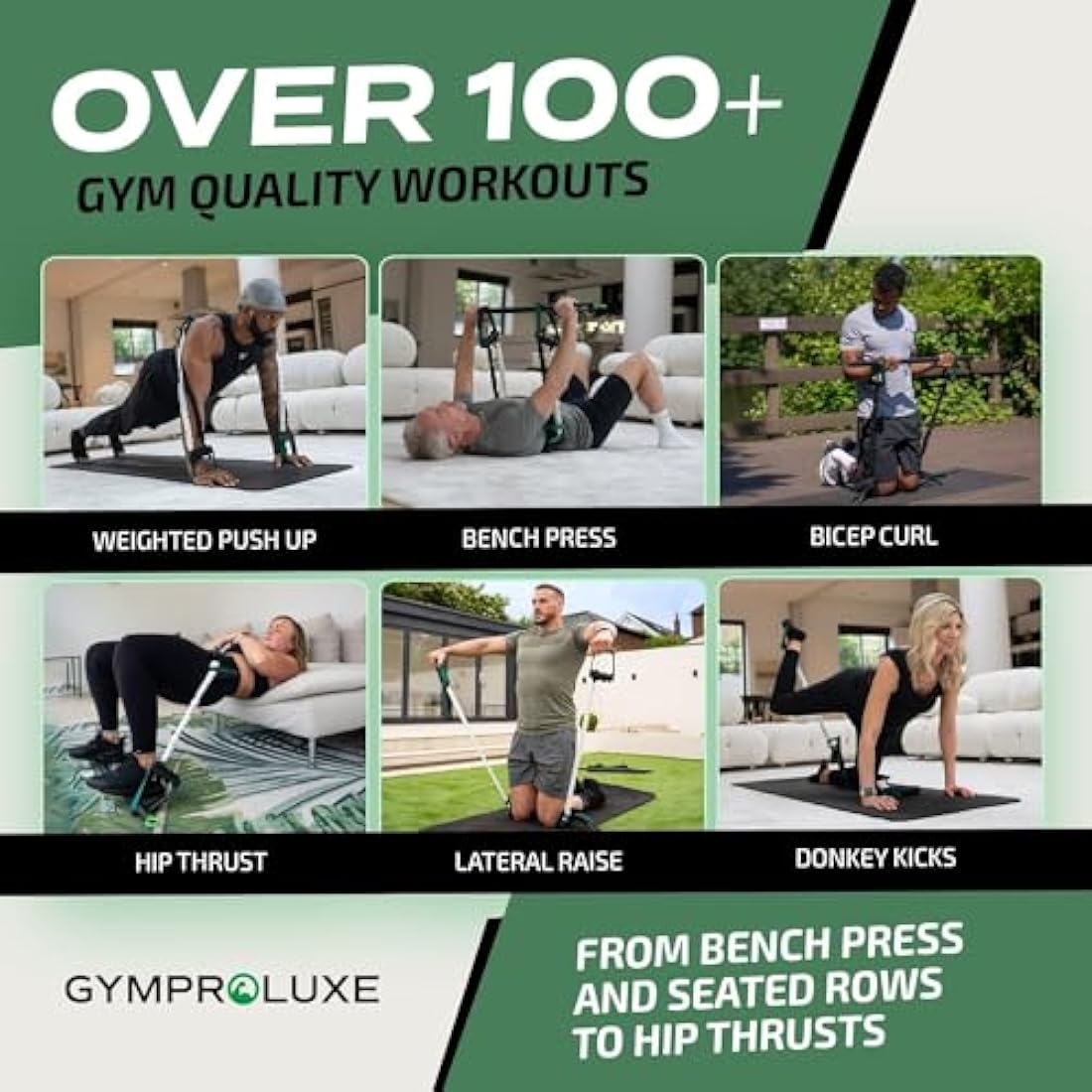 Gymproluxe Original Portable Gym - Resistance Exercise Band Set for Home Gym - 90KG Resistance Band Set for Men and Women - Multi Gym Fitness Equipment for Home Workout…