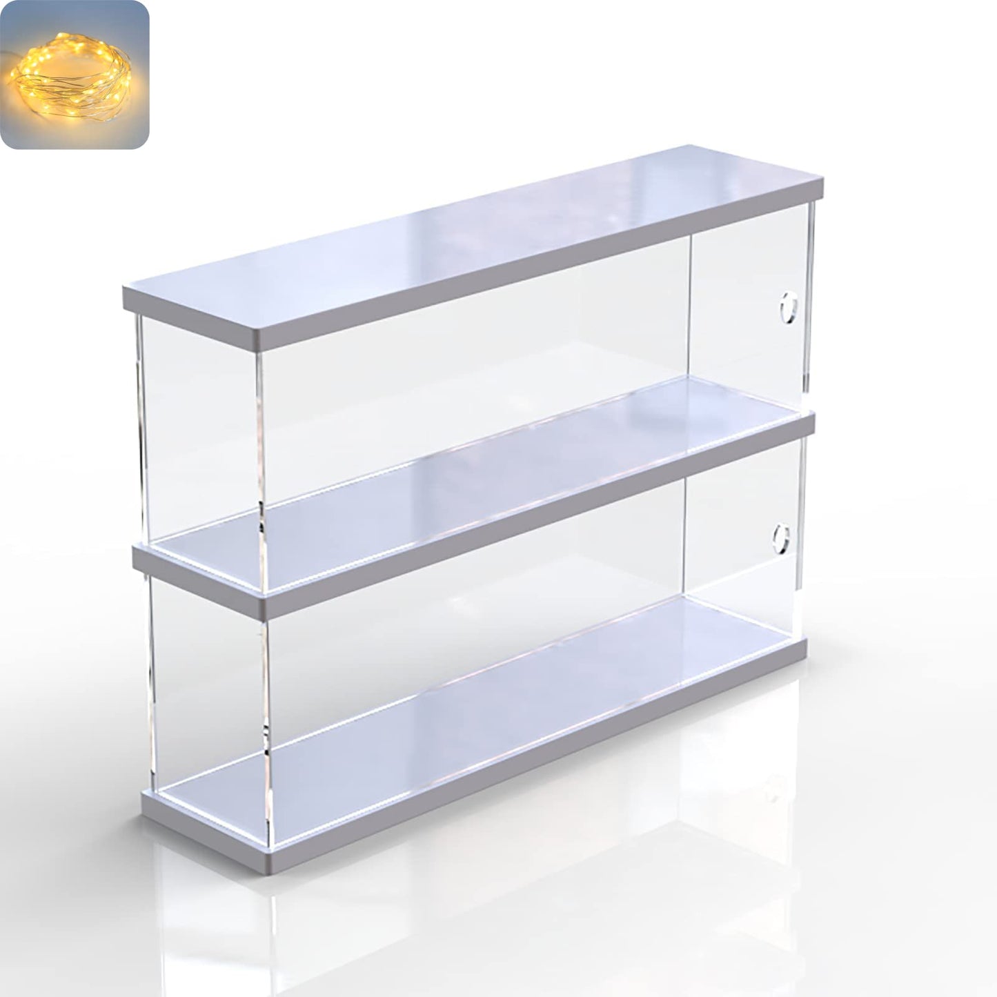 Nynelly 2 Layer Clear Acrylic Display Case with Door - Display Shelf for Models, Figures, Funko Pop, Pop Mart, Labubu, Sonny Angel, Smiski