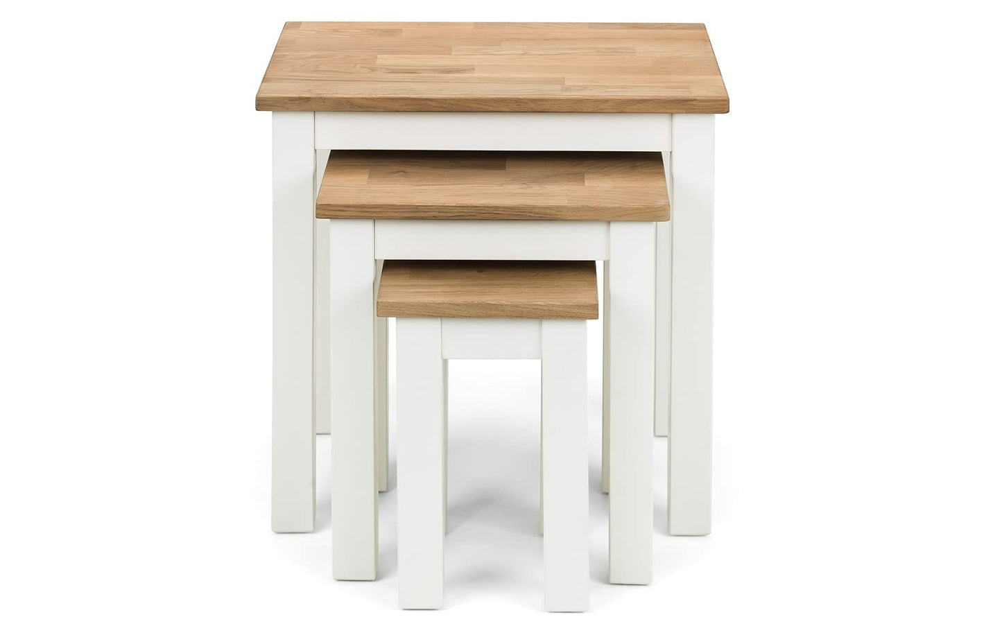 Julian Bowen Coxmoor Nest of Tables, Set of 3, Ivory & Oak - H48 x W50cm