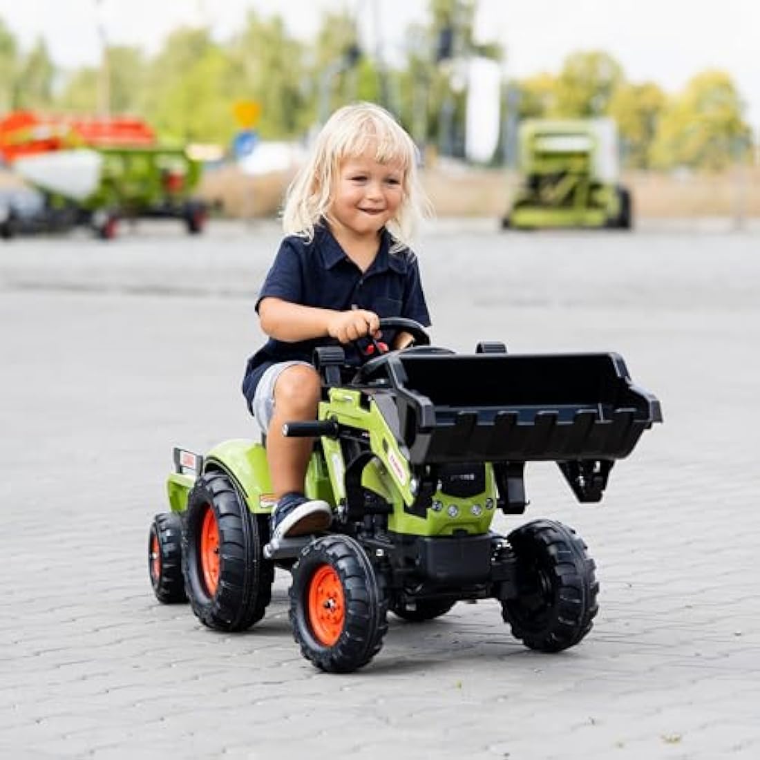 Falk Claas Ride on Tractor Backhoe with Trailer Pedal Ride-On Tractor Toy for Boys and Girls ages 2-5 Years Old. Toddler Ride on Pedal Bike Toy For Indoor and Outdoor Use. Gift for 2-5 Year Olds.