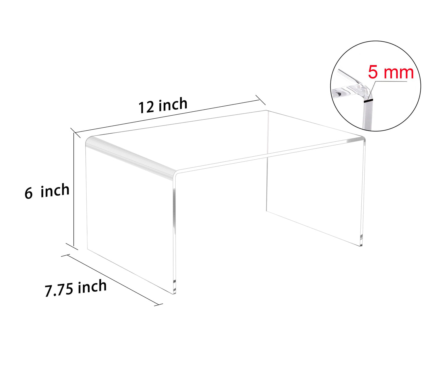 2 PC Extra Large Clear Acrylic Risers, Acrylic Display Risers Shelf Showcase Fixtures for Jewelry, Display Stand for Amiibo Funko POP Figures