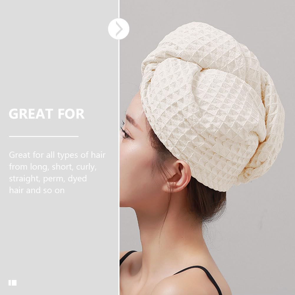 Beavorty 2 pcs Water Absorbent Hair Caps Hair Drying Wraps for Quick Drying Supple Shower Hat for Long Short Curly Straight Permed or Dyed Reduces