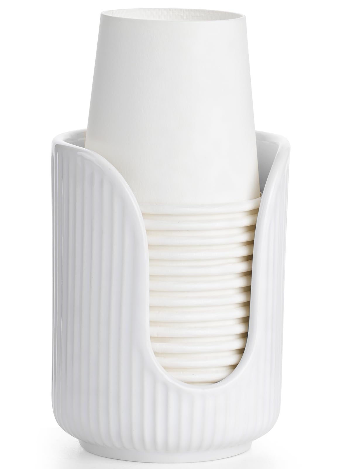 Bathroom Cup Dispenser, 3oz-4oz Ceramic Paper Cup Holder, Small Countertop Mouthwash Dixie Cups Accessories, for Vanity Countertops, Bathroom
