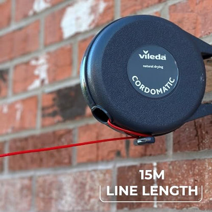 Vileda Cordomatic Retractable Washing Line with 15m Outdoor Clothes Line