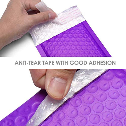 Switory 50pcs 10.2x17.7cm Poly Bubble Mailers 4x7 Inch Padded Envelopes #000 Bubble Lined Poly Mailer Self Seal Purple