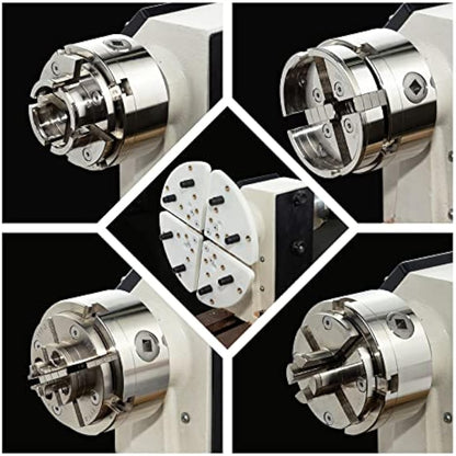 DEEFIINE 4 Inch Wood Lathe Chuck Set 1" X 8 tpi Thread, Nickel Plated Self Centering 4 Jaw Wood Turning Chuck Set(5PCS Jaws)