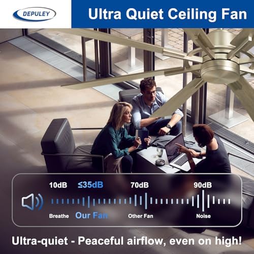 Depuley Ceiling Fan Without Light: 72 Inch Big Outdoor Fan with Remote Control for Patio Porch - Grainy Fan for Indoor - Large Farmhouse Fan Reversible 8 Blade Quiet DC Motor