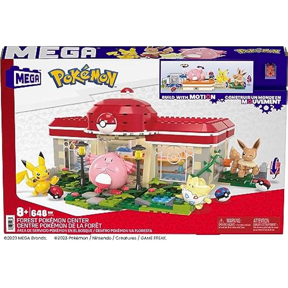 MEGA Pokémon Playset, Forest Pokemon Center Includes Pikachu, Chansey, Eevee, and Togepi, Building Toys for Kids and Adults, Collectible Character Model with 648 Pieces, Toy for Ages 8 and Up, HNT93