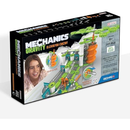 Geomag - Mechanics Gravity Elevator Circuit - Educational and Creative Game for Children - Magnetic Building Blocks, Circuit with Magnetic Blocks, Recycled Plastic - Set of 207 Pieces
