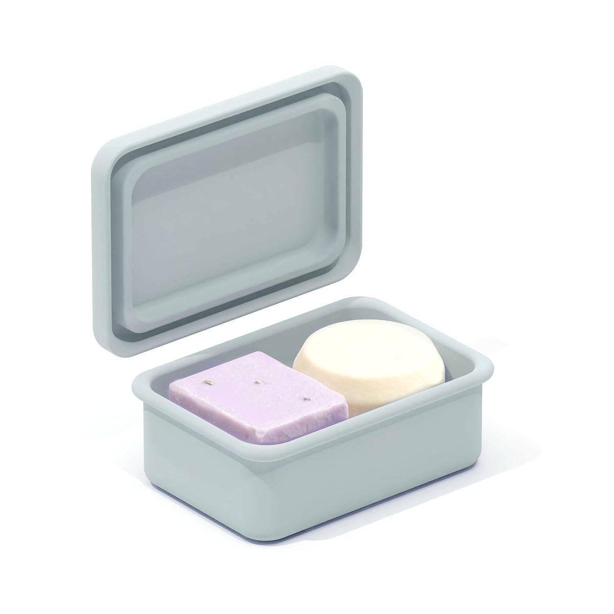 PAVSTINE Silicone Travel Soap Dish with Lid, Grey