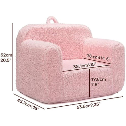 BEJOY Kids Sofa Ultra-Soft Snuggle Foam Filled Chair, Single Cuddly Sherpa Reading Couch for Boys and Girls, Pink