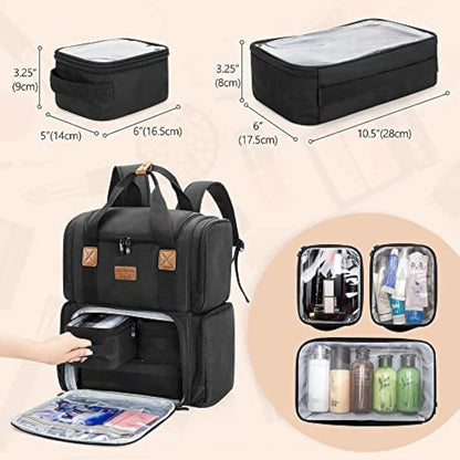 BAFASO Makeup Backpack with 3 Inner Removable Pouches, Travel Makeup Bag with Multiple Pockets, Black