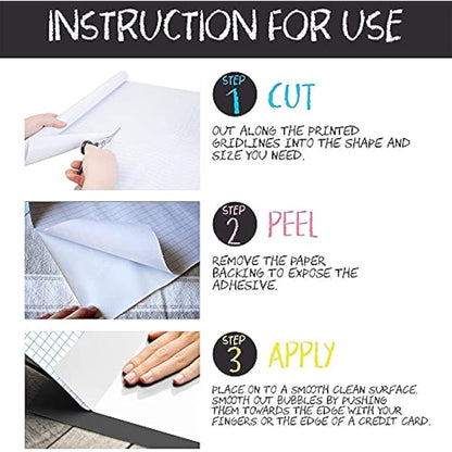 Whiteboard Paper Sticker Roll 44 x 200cm (17.3" X 78.7") DIY Self-Adhesive Dry Erase Paper Film Chalkboard Wallpaper for Home Office School Memo 2 Rolls