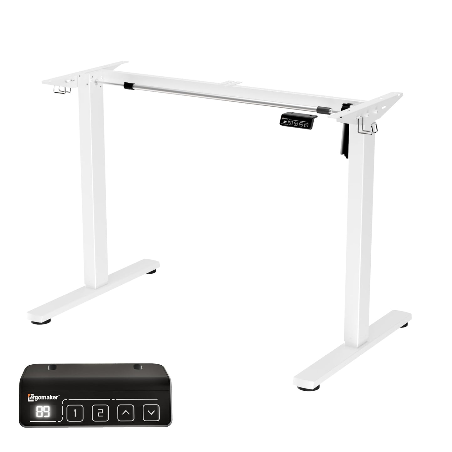 ERGOMAKER Height Adjustable Electric Standing Desk Frame, Two-Stage, White