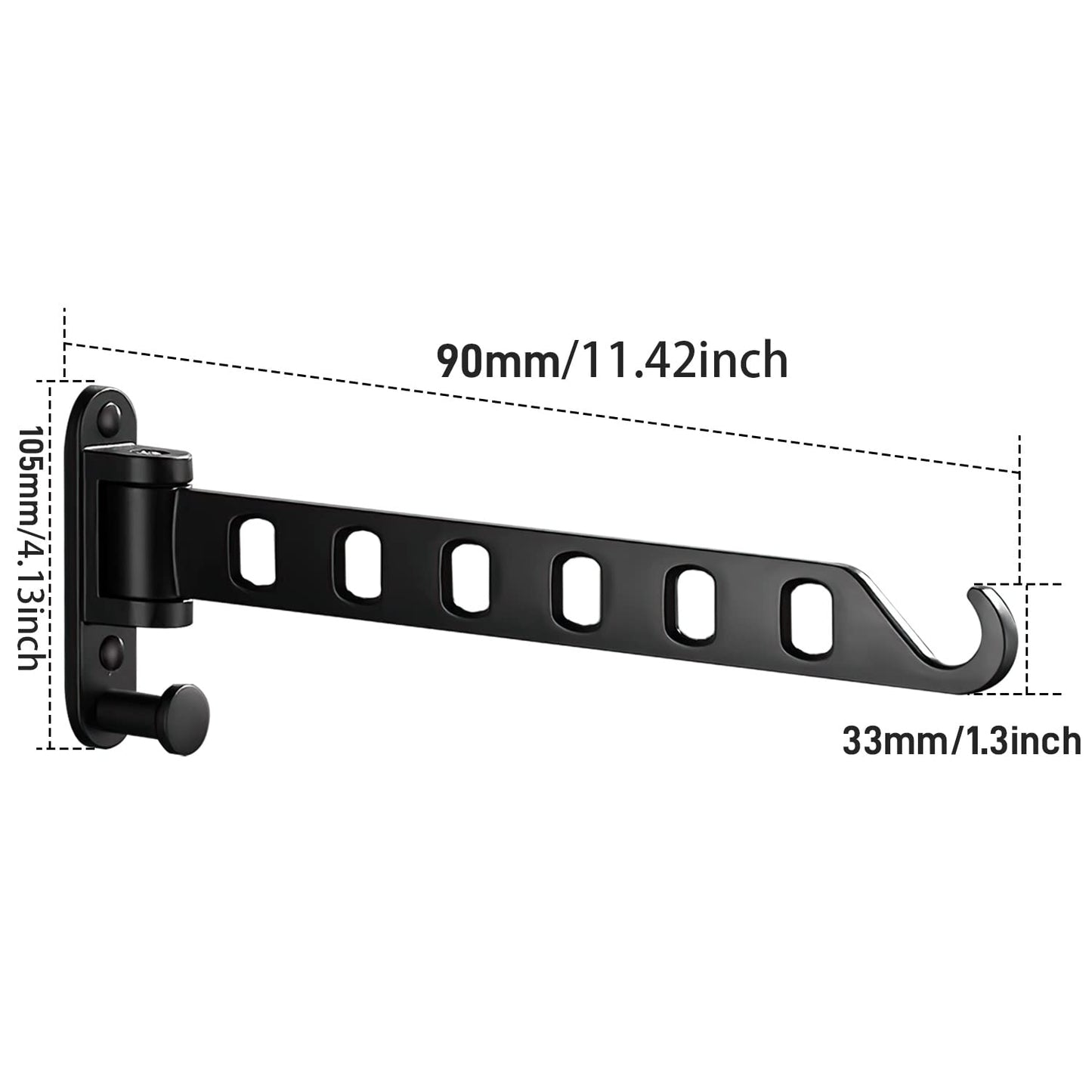 Lxoraziy Wall Mounted Clothes Hanger, Foldable Wall Clothes Airer, 180° Swivel Hanger, Wall Hook with Screw, for Laundry, Bathroom, Utility Room