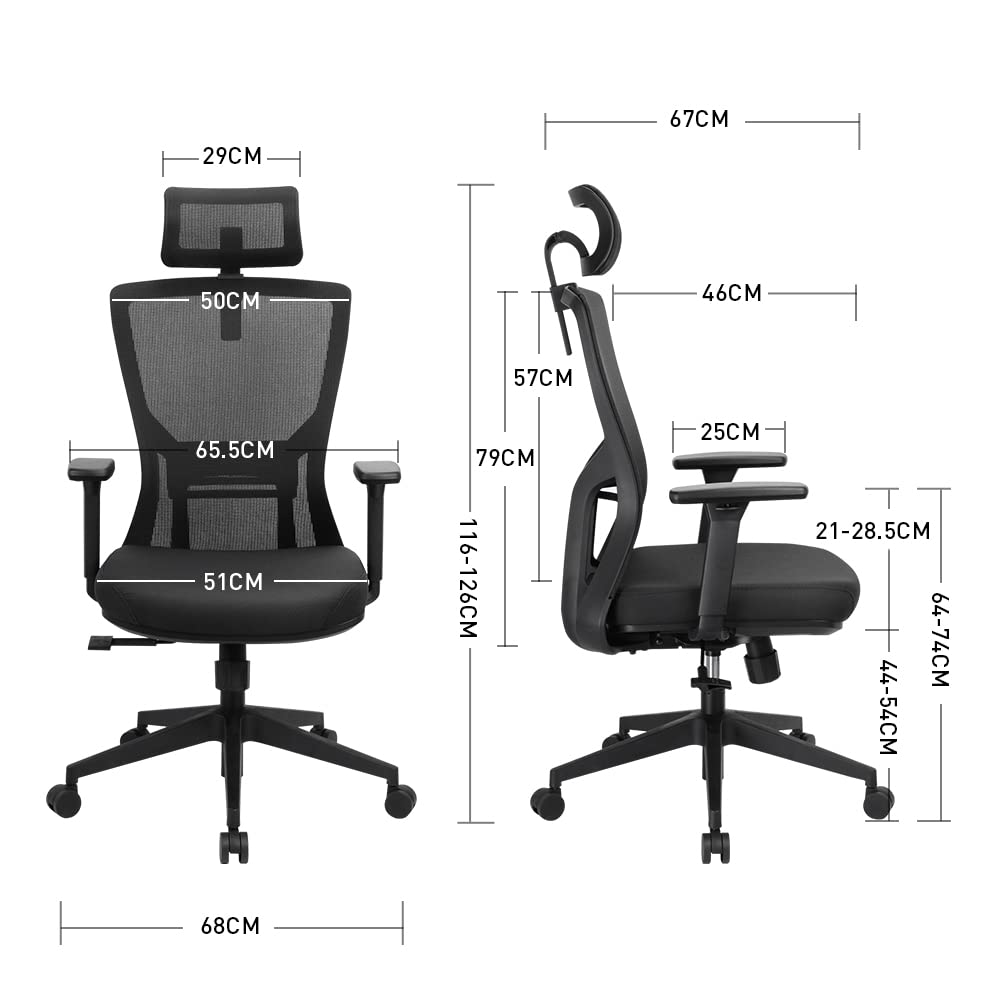 SpecStandard 855-3 Space Suspension Cabin Office Chair with Adjustable Tilt Tension, Breathable Mesh Back - Black,69㎝W×66㎝D×117-126㎝H