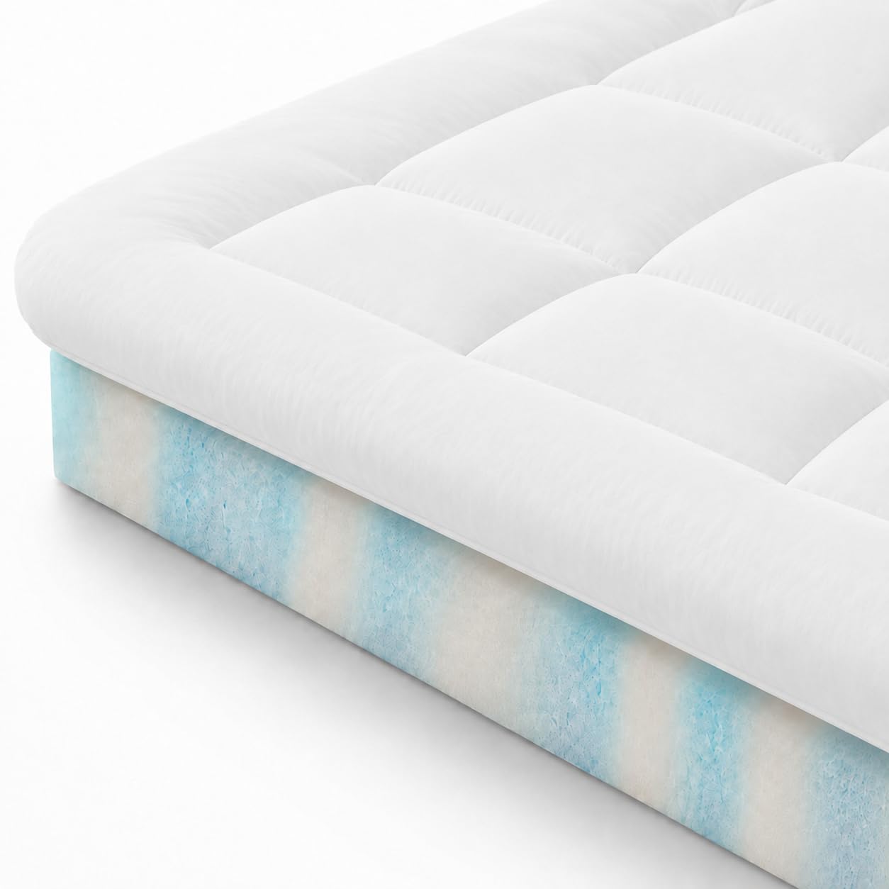 Zinus Bamboo Mattress Toppe Topper, Polyester, White, 190 x 90 cm