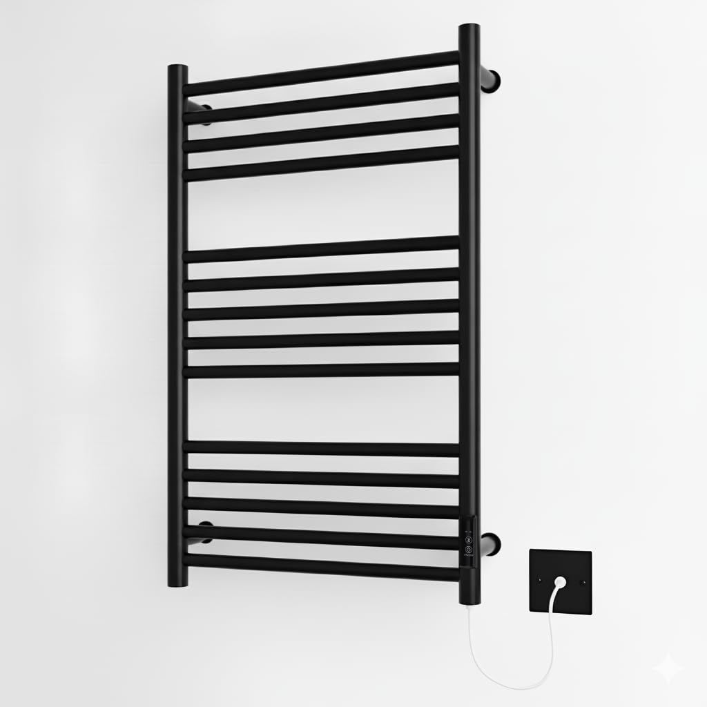 Greened House Siena Black Electric Heated Towel Rail 500mm W x 720mm H