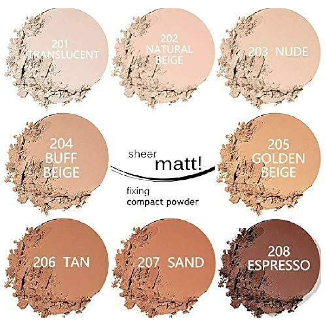 AQUAPURITY PHOERA Sheer Matte Compact Powder Fixing Powder Makeup Base Fixer Setting Powder Foundation Fixing Compact Pressed Powder Long Lasting Make Up Fixer Skin Vitamin E Beauty Blender (203 NUDE)