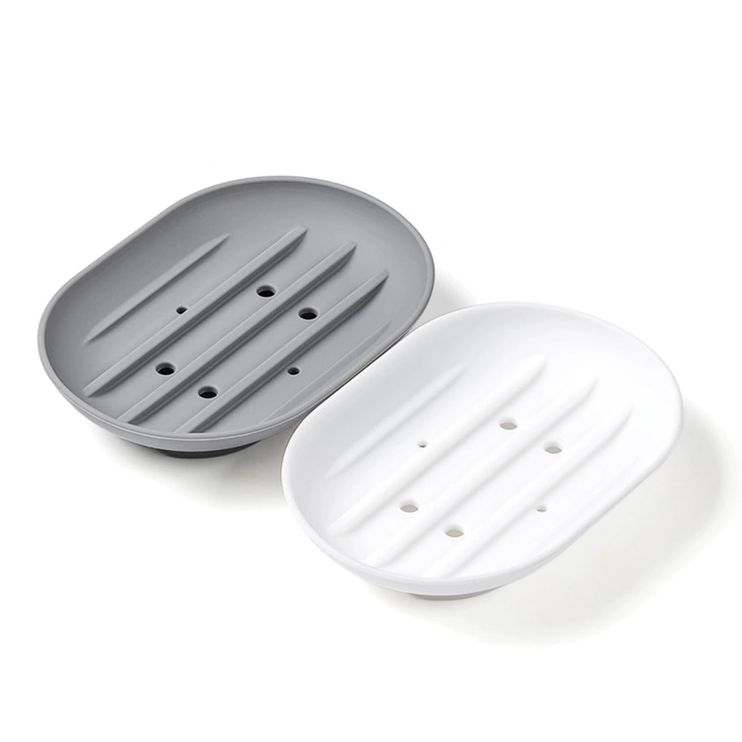Lansonee 2PCS Silicone Soap Dish, Anti-Slip & Self-Draining Soap Holder, Flexible & Portable Shower Box, Soft & Durable for Kitchen
