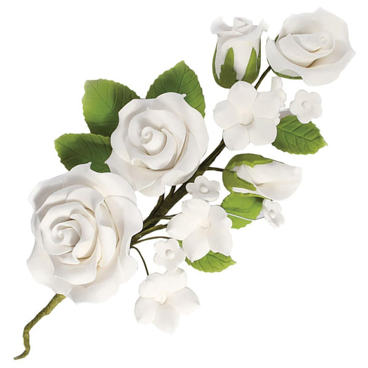 White Rose Sugar Flower Anniversary Wedding Cake Spray Gum Paste