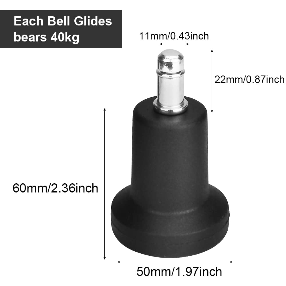 AFASOES 5 Pcs Bell Glides Replacement, 2 Inch Glide Castors Office Chair Caster Furniture Castors Tower Castor Glides Office Chair Replacement with 5