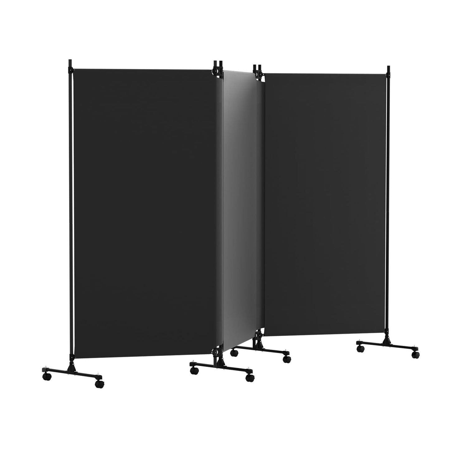 HIDODO 3 Panel Upgraded Room Divider with Wheels, 261cm W x 183cm H, Grey