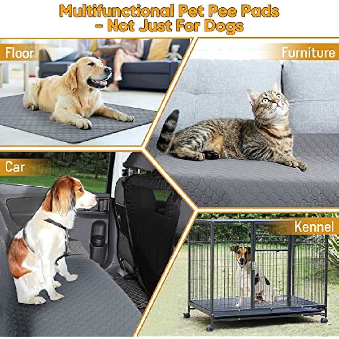 Reusable Dog Training Pads, 2 Pack Washable puppy training pads, Super Absorbent Waterproof Dog Mat Pee Pads for Dogs, Fast Drying Training Pads for Home, Car, Travel (120cm*120Cm)