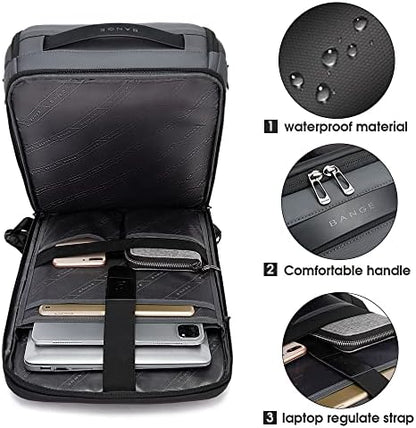BANGE Business Smart Backpack Waterproof fit 15.6 Inch Laptop Backpack with USB Charging Port,Travel Durable Backpack