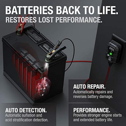 NOCO GENIUS1: 1A 6V/12V Smart Battery Charger – Automatic Maintainer, Trickle Charger & Desulfator with Overcharge Protection & Temperature Compensation – For Lead-Acid & Lithium Batteries