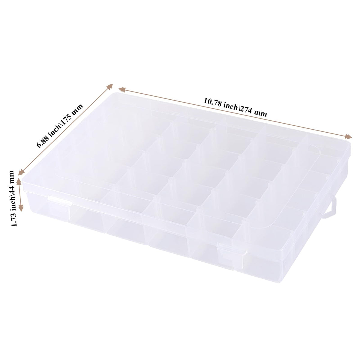 JIAYUET 6 Pack 36 Grids Clear Plastic Storage Box, Bead Storage Box with Adjustable Compartments for Jewellery, Beads, Craft, 27.4 x 17.5 x 4.4 cm