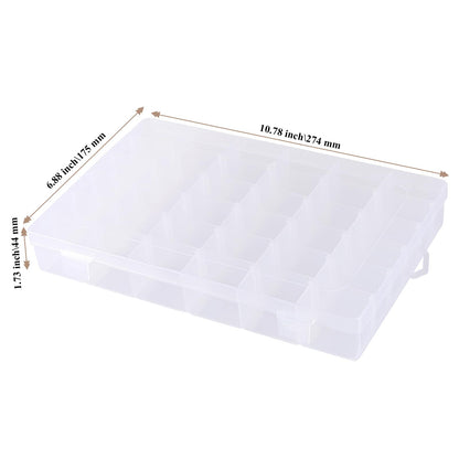 JIAYUET 6 Pack 36 Grids Clear Plastic Storage Box, Bead Storage Box with Adjustable Compartments for Jewellery, Beads, Craft, 27.4 x 17.5 x 4.4 cm