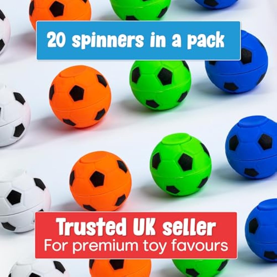Toyseum 20 x Football Fidget Spinners for Kids, Party Bag Fillers for Boys & Girls, Fun Toy Favours for School Prizes and Themed Parties, Pack of 20