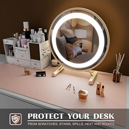 K KNODEL Large Office Leather Desk Mat, Mouse and Keyboard Pad, Computer and Laptop Mat, Desktop Protector and Cover, Writing Pad and Blotter (80x40cm, Pink)