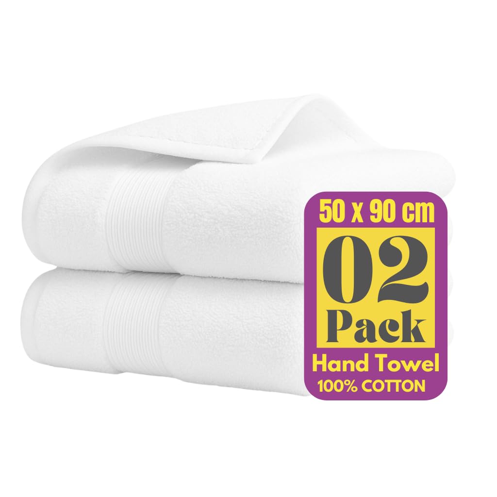 Symphony Hand Towels,100% Cotton Set of 02 Size 50x90cm Ultra Gentle 500 GSM Super Soft Highly Absorbent & Quick Drying Hand Towels for Unisex
