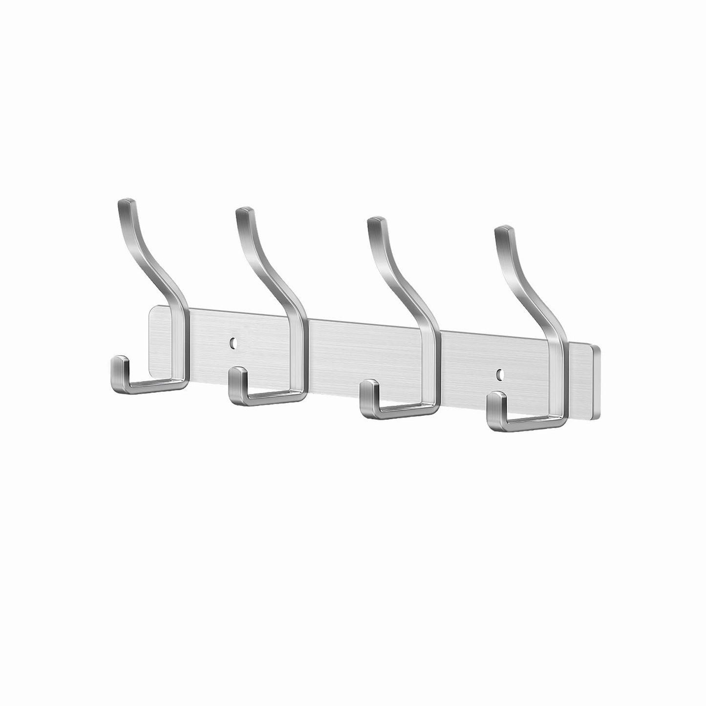 MEIJO Coat Hooks Wall Mounted Stainless Steel, Silver Coat Rack Wall Mounted with 4 Hooks Heavy Duty Coat Hooks for Door, Bathroom, Bedroom, Kitchen