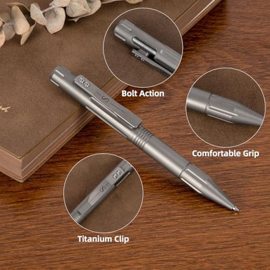 SMOOTHERPRO Titanium Bolt Action Pen | Compatible With Parker Refill | Retractable Refillable Metal Pen | for Men Women Business Writing Office Signature(GT02) | Color Natural