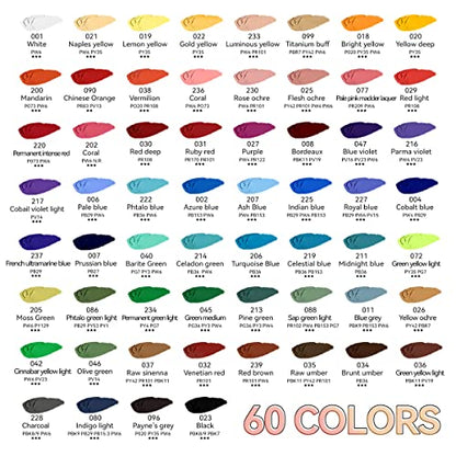 Paul Rubens Oil Pastels, 60 Colors Artist Soft Oil Pastels Vibrant and Creamy, Art Supplies for Artists, Beginners, Students, Art Painting Drawing