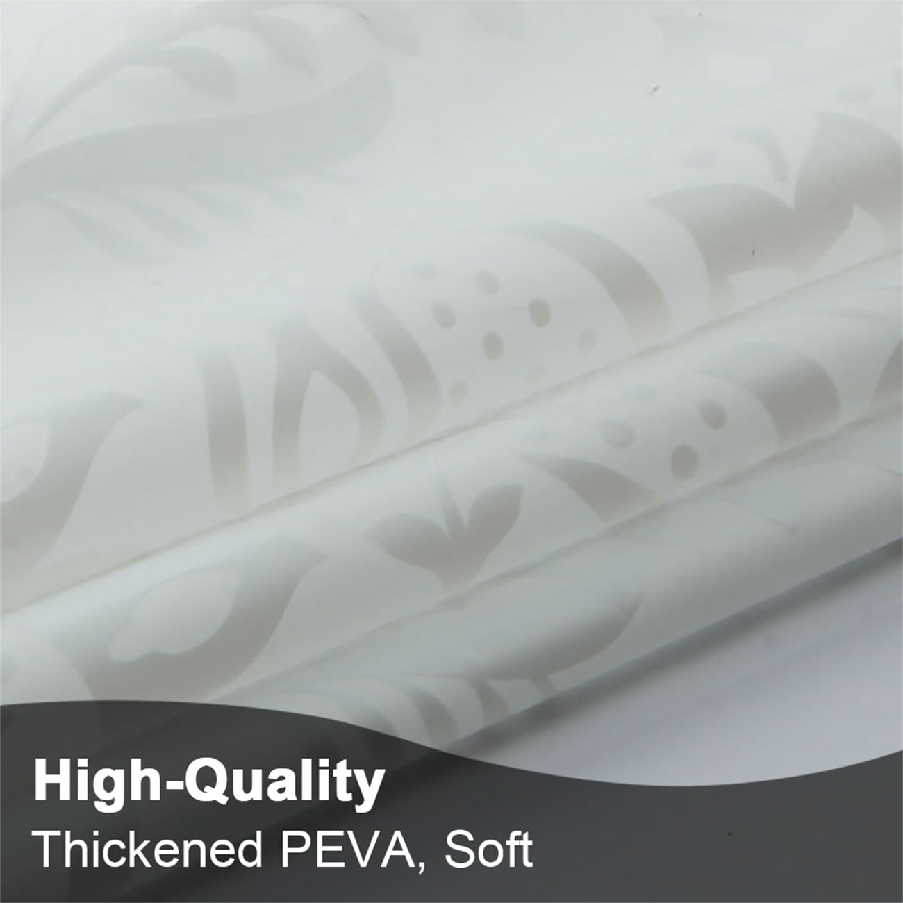 Lkw Ogechi Shower Curtain PEVA Washable White Flower 180x200 cm, 200 Drop Large Waterproof Plastic Bathroom Curtains