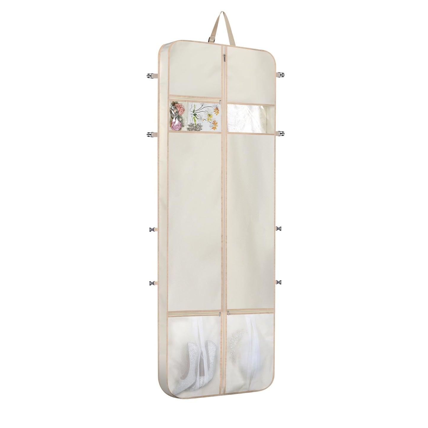 Syeeiex Wedding Dress Bag Long Dress Bag Cover 72 Inch Garment Bag Clothes Cover with 4 Large Pockets and PVC Transparent Window for Wedding and
