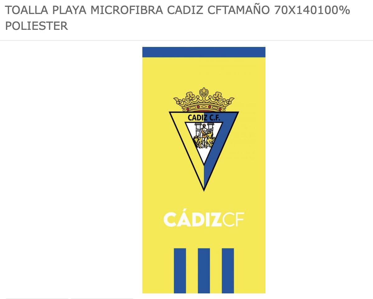 JYC CREATIVE Beach & Pool & Gym Towel, Football Gifts, Exclusive Fan Products, Ideal Gifts for Football Fans, Towel (P1, 70X140, Cadiz C F)