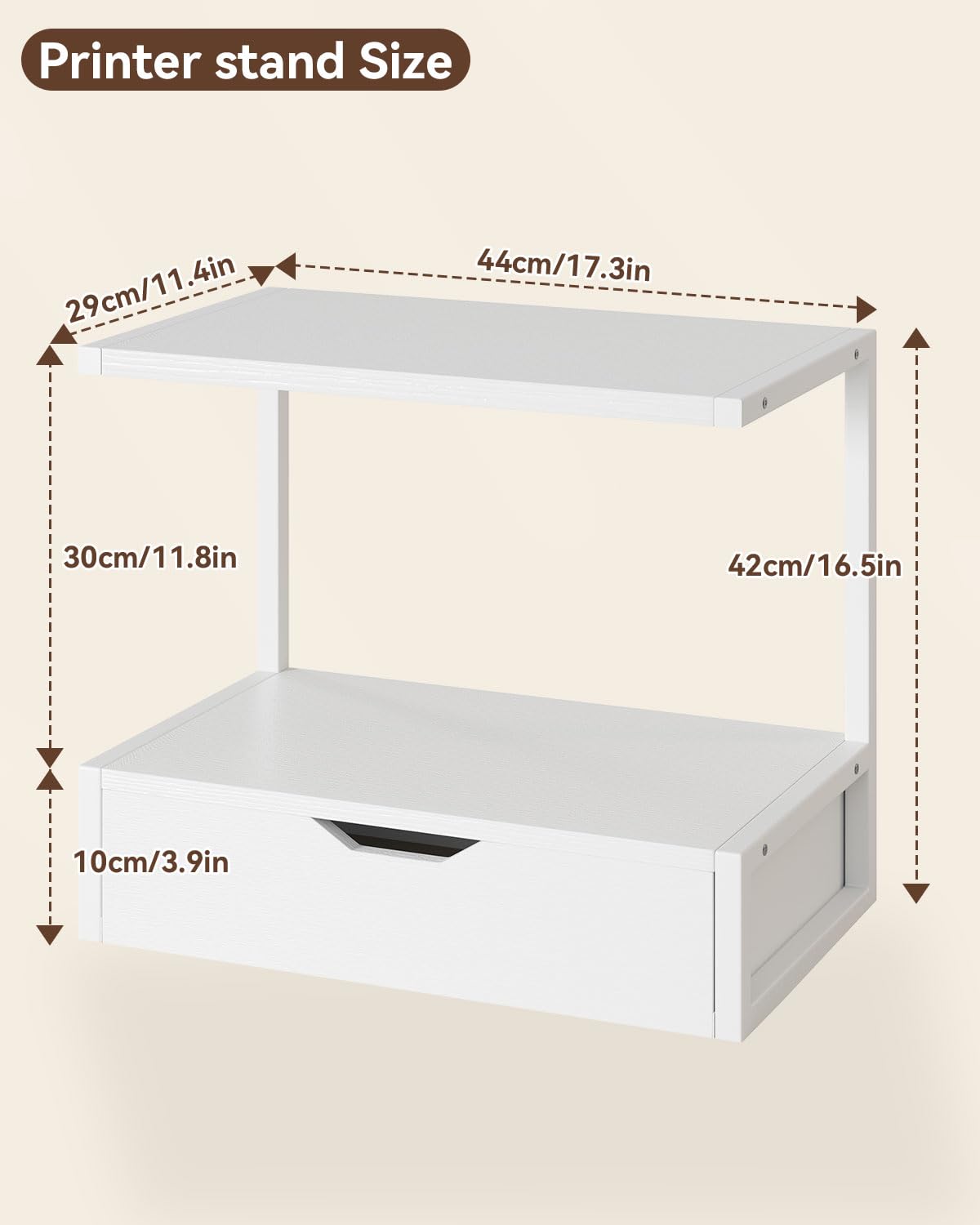 IBUYKE 2 Tier Desktop Printer Stand,Printer Table with Storage Shelf,Multi-Purpose Desk Organizer for Folders,Books,for Fax Machine